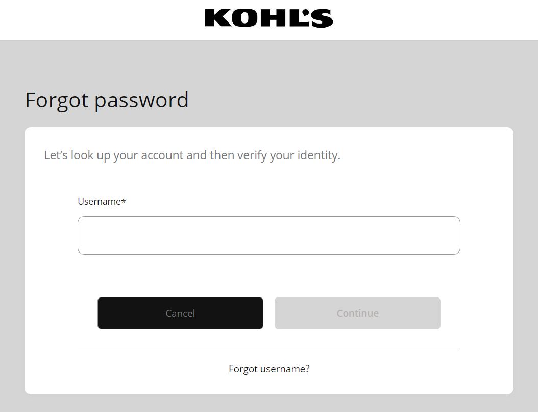 Reset MyKohlsCharge Login Password