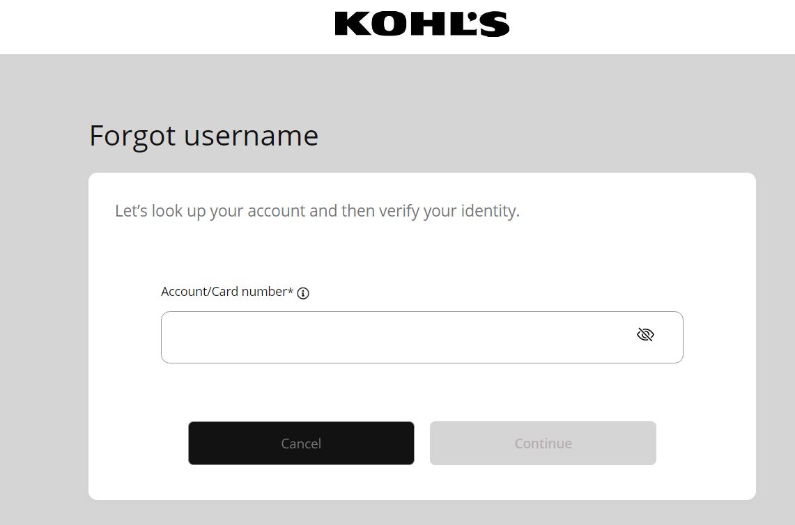 Reset kohls Forgot UserName